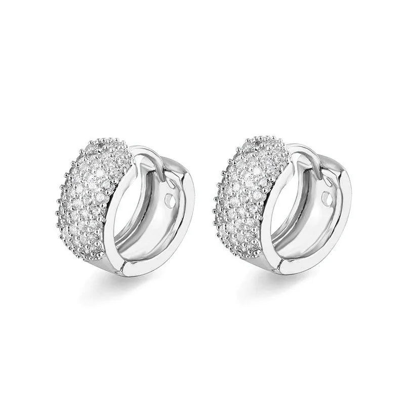 ZHOUYANG Women's Earrings Round Retro Hoops Jewelry Gold Color Zircon Small Ear Ring Wholesale Vintage Female Accessories KBE420