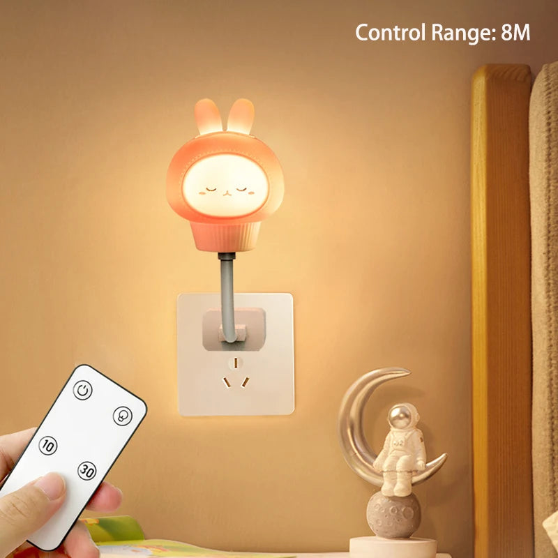 GGbingo LED Night Lights Cute Cartoon Bear Rabbit Bedside Light USB Interface Night Lamp for Bedroom Children Decoration