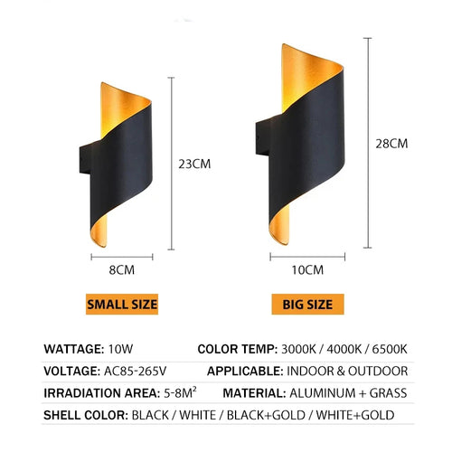 LED Wall Light Spiral Design 12W Modern Indoor Wall Light Waterproof Outdoor Nordic Wall Light Indoor Wall Light Home Decor