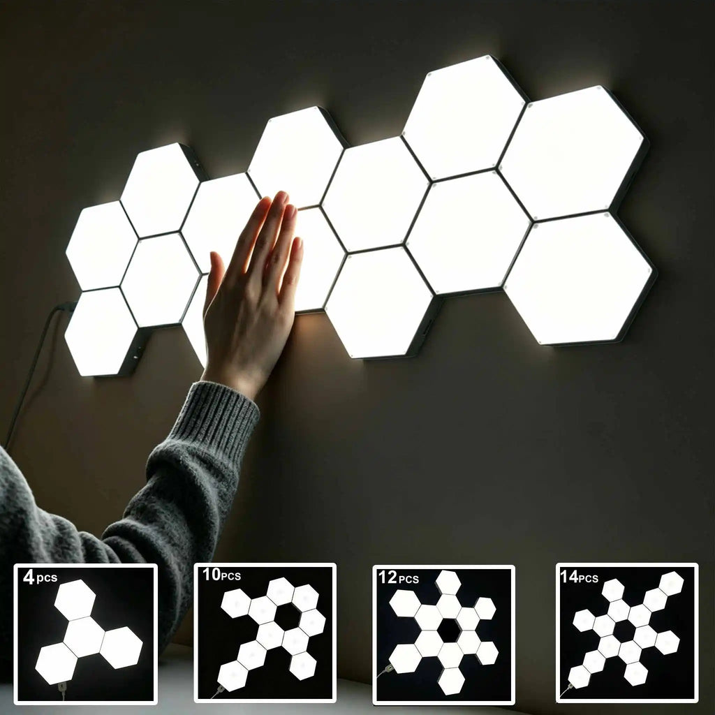 Hexagon LED Wall Light Touch Sensitive Lights Modular Lights for Game Room Home and Bedroom Decoration Christmas Birthday gift