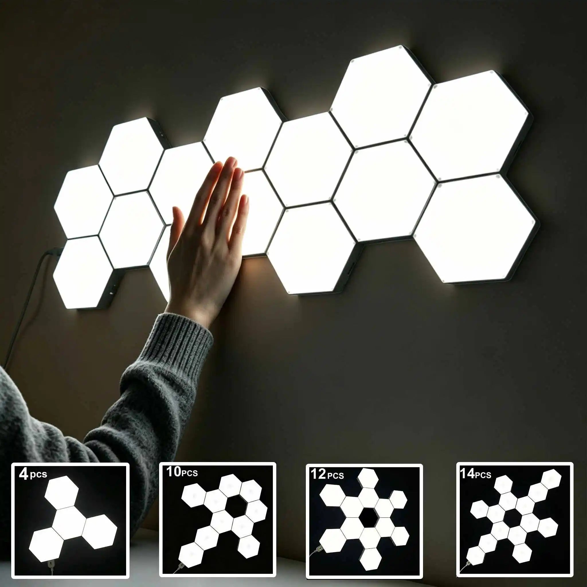 Hexagon LED Wall Light Touch Sensitive Lights Modular Lights for Game Room Home and Bedroom Decoration Christmas Birthday gift