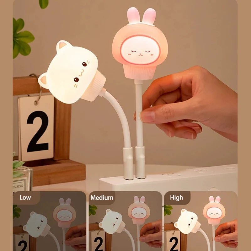 GGbingo LED Night Lights Cute Cartoon Bear Rabbit Bedside Light USB Interface Night Lamp for Bedroom Children Decoration