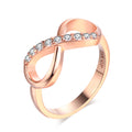 Design Infinity Rings for Women Rose Gold Color Crystal Zircon Couple Statement Ring for Female Fashion Jewelry Accessories R407