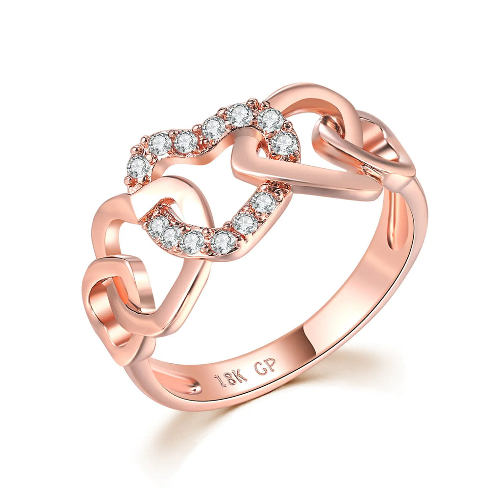 Design Infinity Rings for Women Rose Gold Color Crystal Zircon Couple Statement Ring for Female Fashion Jewelry Accessories R407