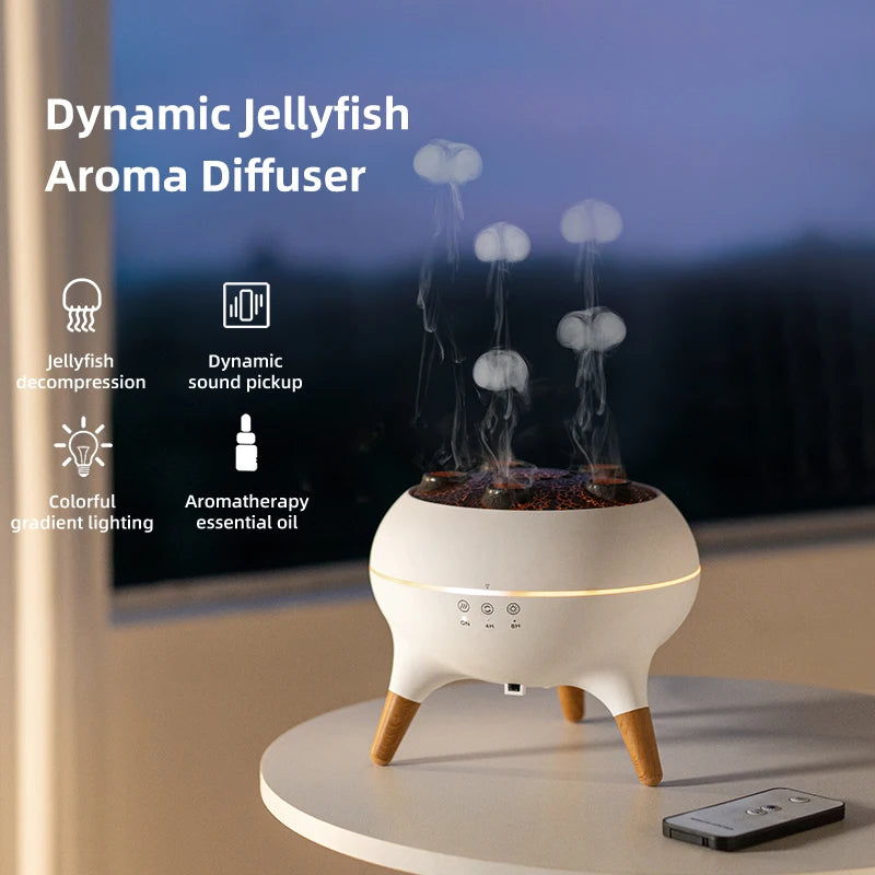 Jellyfish Air Humidifier With Colorful Gradient Lights Essential Oil Diffuser Ultrasonic Mist Maker Fogger Aroma Diffuser