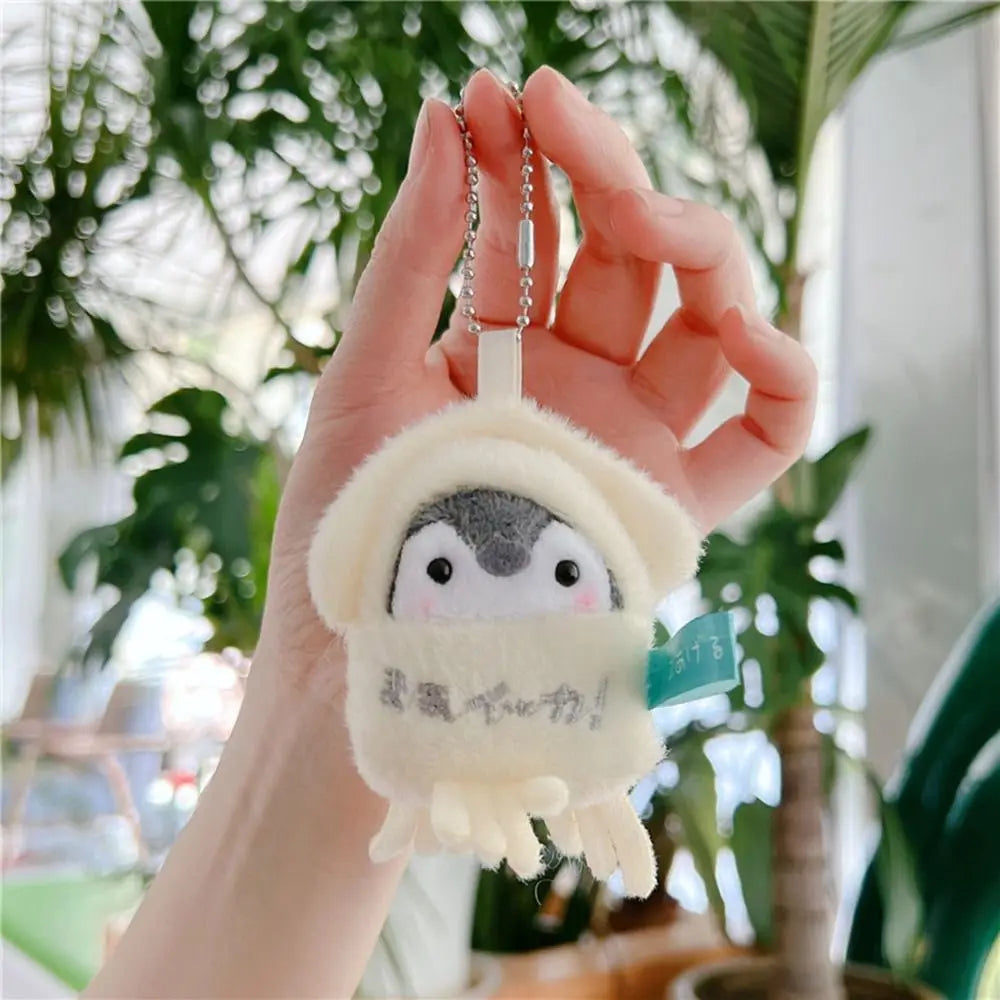 Cartoon Tourist Hat Penguin Keychain Cute Penguin Plush Key Ring For Girls Gifts Creative School Bag Keychain