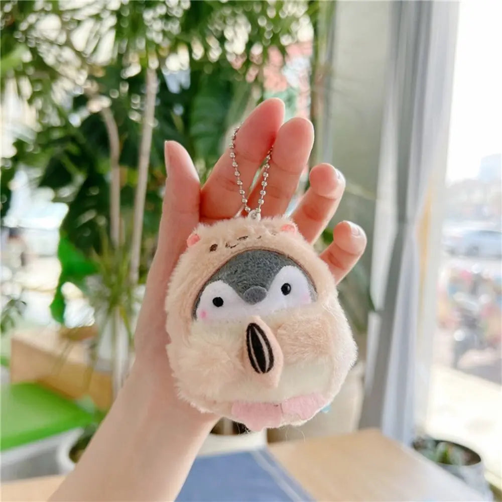 Cartoon Tourist Hat Penguin Keychain Cute Penguin Plush Key Ring For Girls Gifts Creative School Bag Keychain