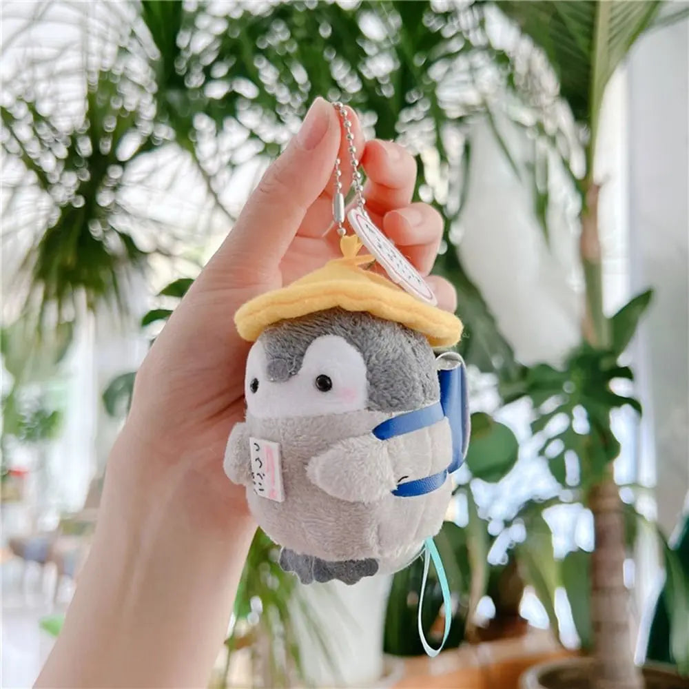 Cartoon Tourist Hat Penguin Keychain Cute Penguin Plush Key Ring For Girls Gifts Creative School Bag Keychain