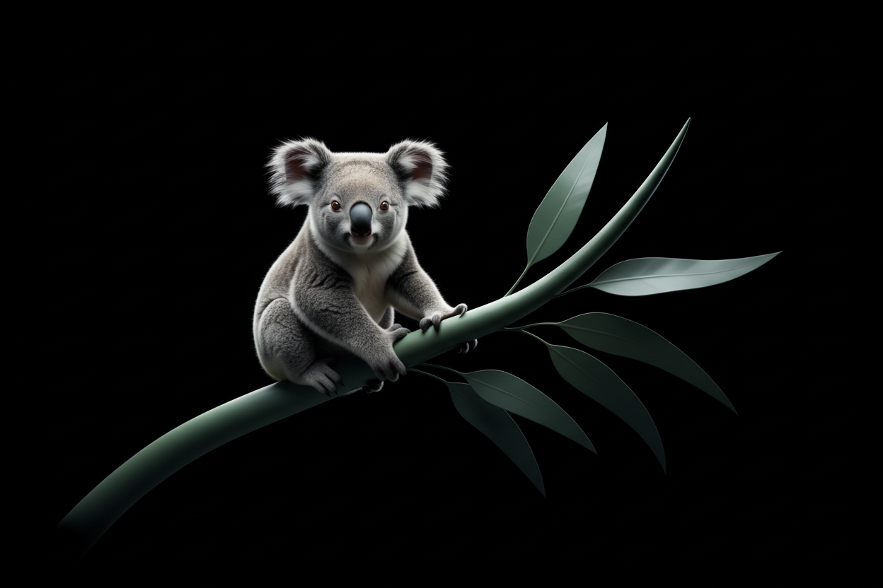 Koala on Black Background